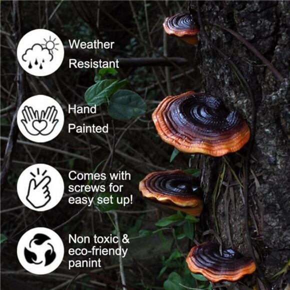 Set of 5 Mushroom Wall Shelves Small Floating Resin Shelves for Home Decor - Picture 4 of 7